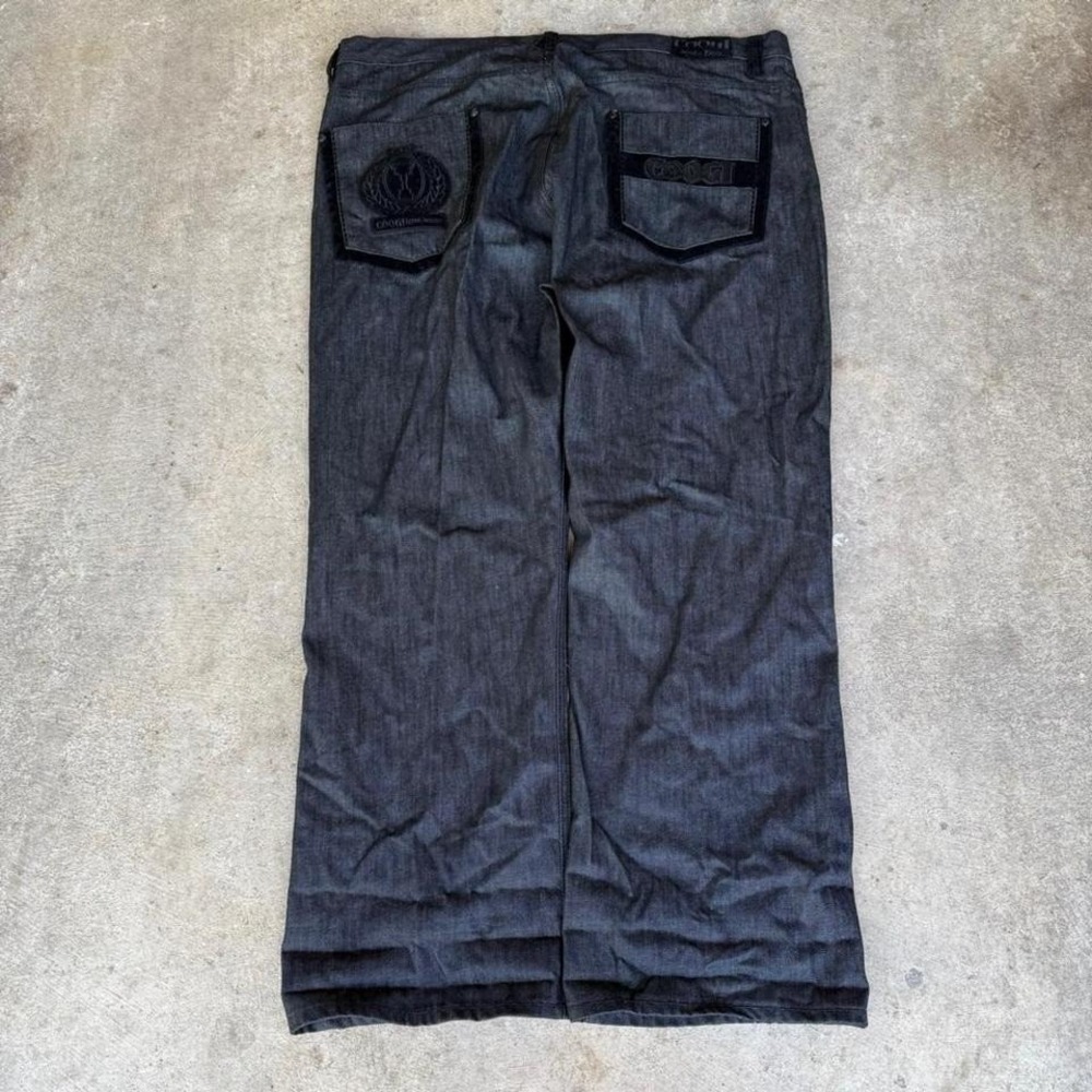 NWOT Y2K Coogi Black Denim Jeans Baggy Skater Embroidered Streetwear 50x36
